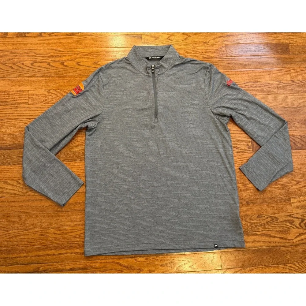 Travis Mathew 1/4 Zip Pullover Mens Large Golf Gray Burger King Coca-Cola Logos